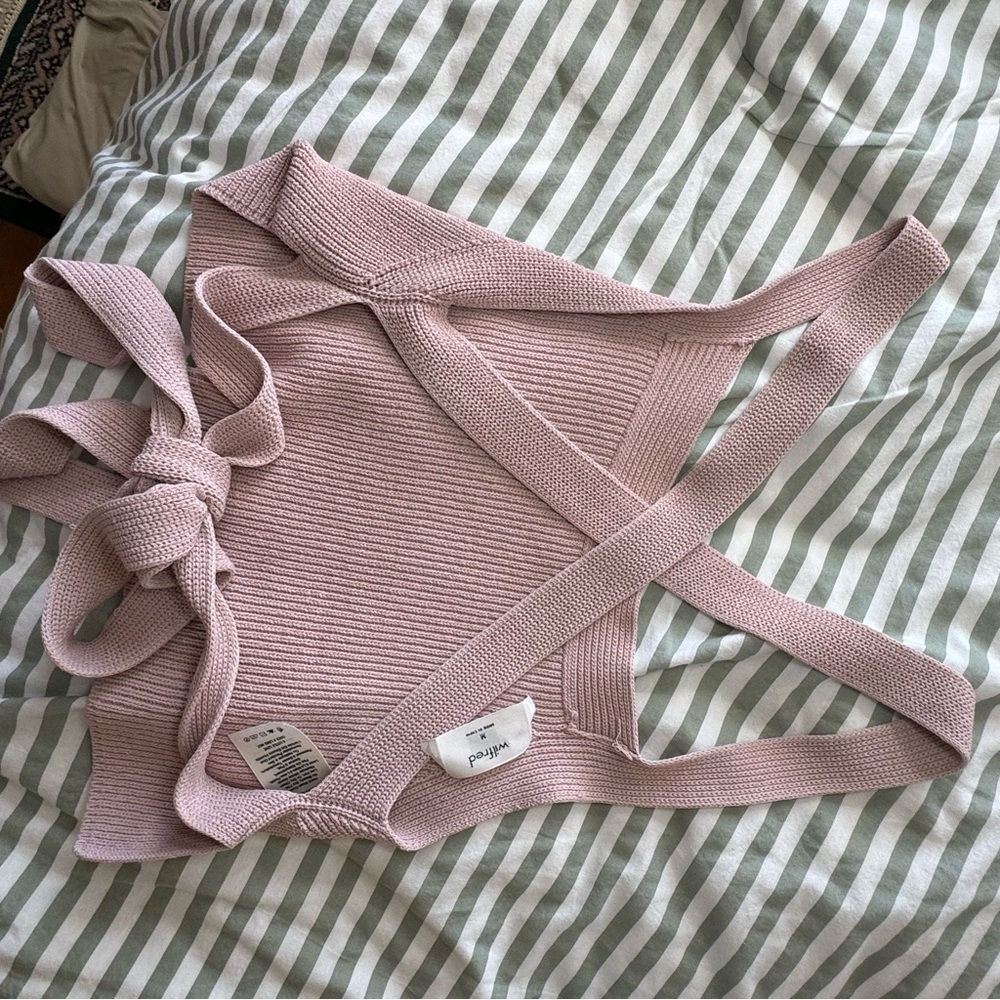 Aritzia Wilfred Cayenne Knit Open Back Crop Top - Picture 6 of 6